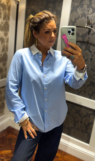 Tayla Stripe Shirt - Blue/White