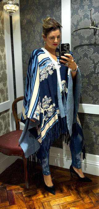 Beau Print Cardi/Wrap - Blue