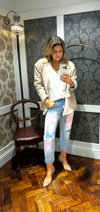 Lola Painted Distressed Jean - Blue