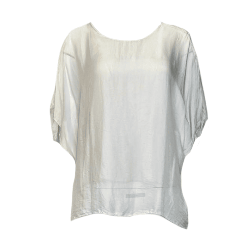 Carmen silk top with sleeve - cream/beige – Neola Apparel