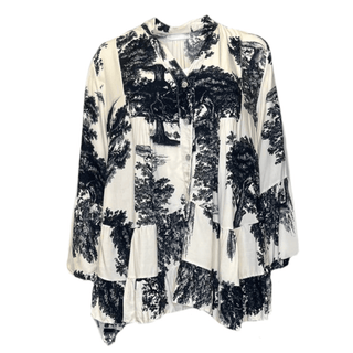 Nellie loose Summer top with sleeve - Toile Black-www.neola.ie