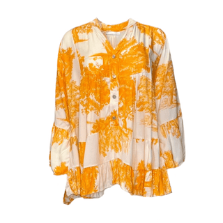 Nellie loose Summer top with sleeve - Toile Orange-www.neola.ie