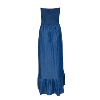 Shelly Bandeau dress in lightweight tencil - denim blue-www.neola.ie