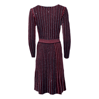 Jenny wrap knitted dress with long sleeve - burgundy mix-www.neola.ie