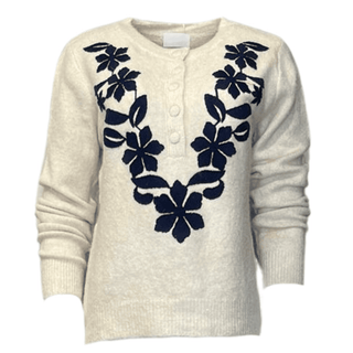 Shauna Soft Knit with Embroidery- Cream