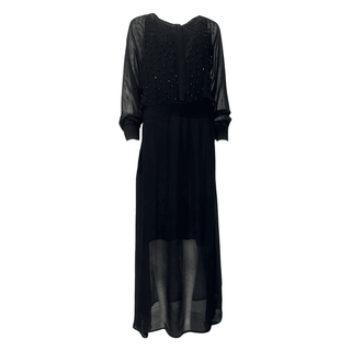 Veronica Long Dress with Sleeve - Black