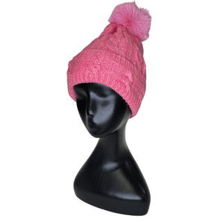 Cable Velvet Lined Hat  - Pink