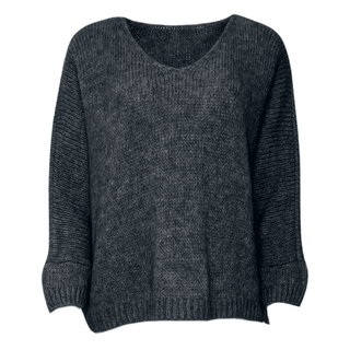 Zoe V Neck Loose Knit - Grey