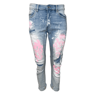 Lola Painted Distressed Jean - Blue