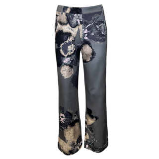 Yoko Soft Print Trouser - Mocha/Grey