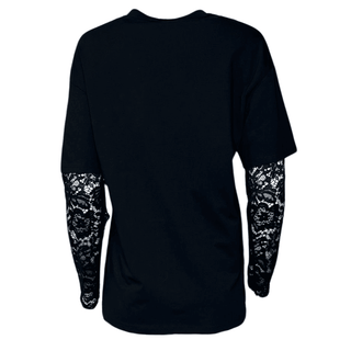 Boey Long Sleeve T-shirt with Lace Sleeve - Black