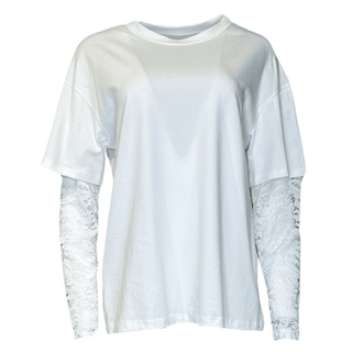 Boey Long Sleeve T-shirt with Lace Sleeve - White