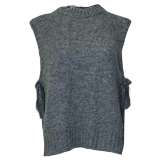 Sass Sleeveless Open Tie Knit - Grey