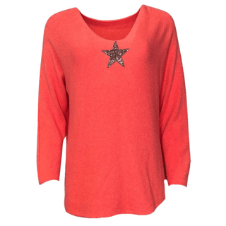 Kasbah V Neck Knit - Coral