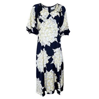 Gloria Print Dress - Navy