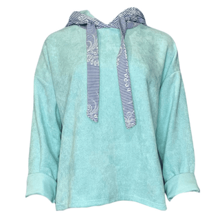 Naly Velvet Leopard Hood Top - Mint Green