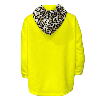 Naly Velvet Leopard Hood Top -  Yellow