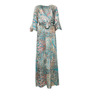 Cloud Print Long Dress - Turq