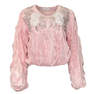 Ultima Long Sleeve Top with Bling - Peach