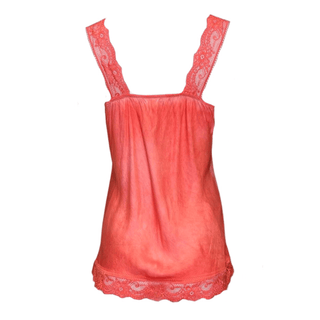 Satin Cami with lace neckline -  Orange