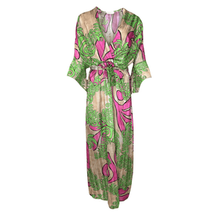 Cloud Print Long Dress - Fuschia/Lime