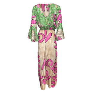 Cloud Print Long Dress - Fuschia/Lime